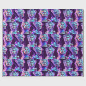 Schöne Frau aus blauem und Lila Eisglas Geschenkpapier (Flach)