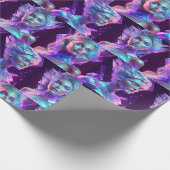 Schöne Frau aus blauem und Lila Eisglas Geschenkpapier (Ecke)