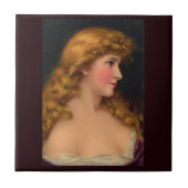 Schöne Frau aus dem 19. Jahrhundert mit langen Haa Fliese (Vorderseite)