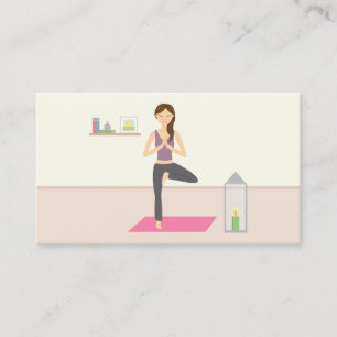 Schöne Frau beim Yoga in einem dekorierten Raum Visitenkarte
