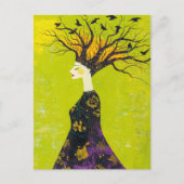 Schöne Frau des Waldes und Vögel Postkarte (Vorderseite)