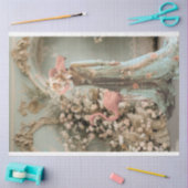 Schöne Frau, Flamingo & Floral, Portrait Art Seidenpapier (Basteln)