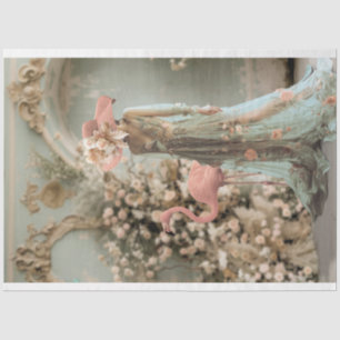 Schöne Frau, Flamingo & Floral, Portrait Art Seidenpapier