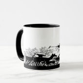 Schöne Frau, gefolgt von einer Silhouette Tasse (Vorderseite Links)