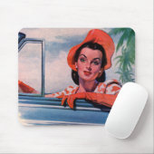 Schöne Frau im Auto der 40er Jahre Mousepad (Mit Mouse)