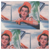 Schöne Frau im Auto der 40er Jahre Stoff (Nahaufnahme)