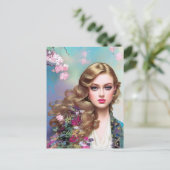 Schöne Frau im Frühjahr Postkarte (Stehend Vorderseite)