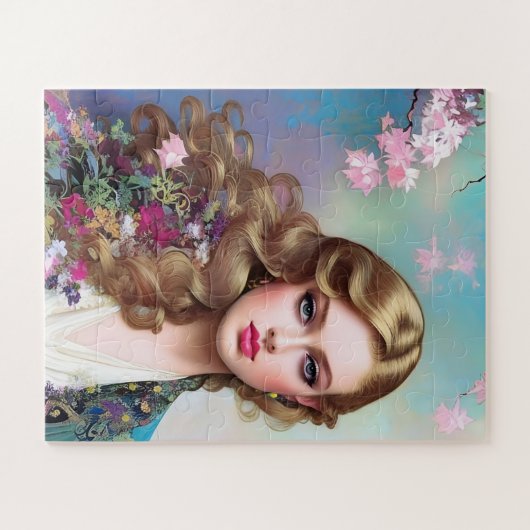 Schöne Frau im Frühling Puzzle (Horizontal)