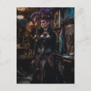 Schöne Frau im Kostümladen Postkarte