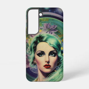 Schöne Frau im Weltraum im Retro-Stil mit Lavendel Samsung Galaxy Hülle