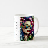 Schöne Frau in der Stadt Kaffeetasse (VorderseiteRechts)