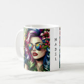 Schöne Frau in der Stadt Kaffeetasse (Vorderseite Links)