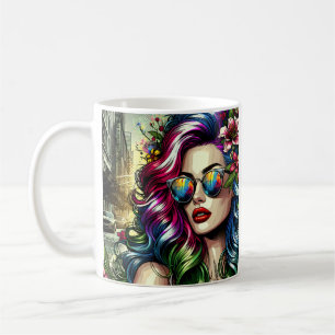 Schöne Frau in der Stadt  Kaffeetasse