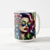 Schöne Frau in der Stadt Kaffeetasse (VorderseiteRechts)