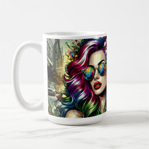 Schöne Frau in der Stadt  Kaffeetasse
