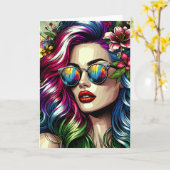 Schöne Frau in der Stadt Karte (Gelbe Blume)