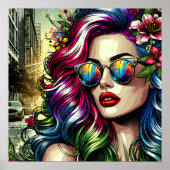 Schöne Frau in der Stadt Poster (Vorne)