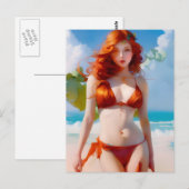 Schöne Frau in einem Bikini Postkarte (Vorne/Hinten)