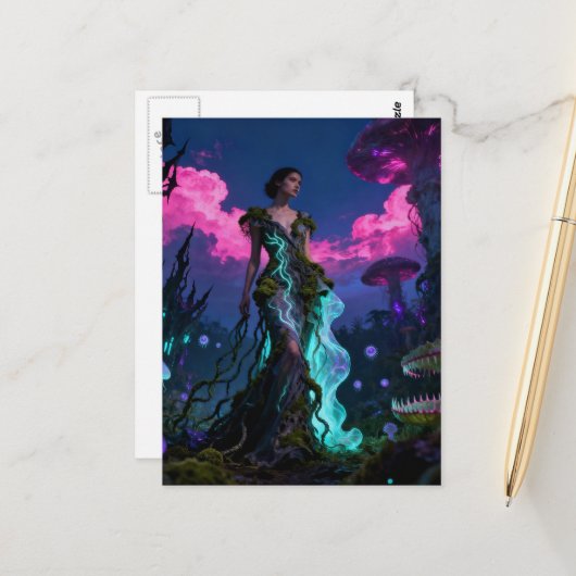schöne Frau in einem fremden Land Postkarte (Vorderseite/Rückseite Beispiel)