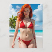 Schöne Frau in einem roten Bikini  Postkarte (Vorderseite)