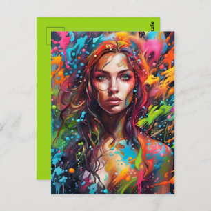 Schöne Frau in Farbe Postkarte