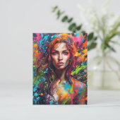 Schöne Frau in Farbe Postkarte (Stehend Vorderseite)