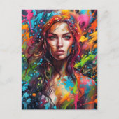 Schöne Frau in Farbe Postkarte (Vorderseite)