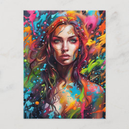 Schöne Frau in Farbe Postkarte