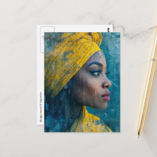 Schöne Frau in Gelb Postkarte