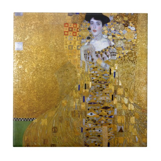 Schöne Frau in Gold Gustav Klimt Fliese (Vorderseite)