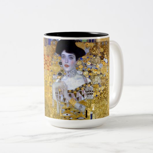Schöne Frau in Gold Gustav Klimt Zweifarbige Tasse (VorderseiteRechts)