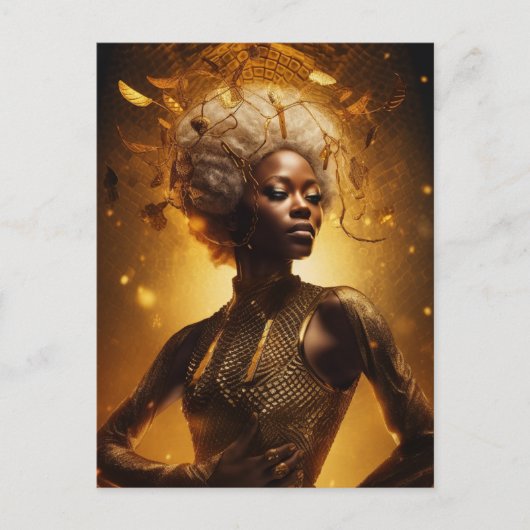Schöne Frau in Gold Postkarte (Vorderseite)