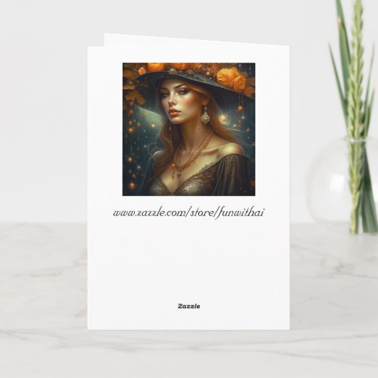 Schöne Frau in Hat Ethereal Kunst Karte (Rückseite)