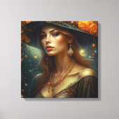 Schöne Frau in Hat Ethereal Kunst Leinwanddruck (Vorderseite)