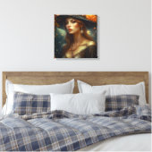 Schöne Frau in Hat Ethereal Kunst Leinwanddruck (Insitu (Schlafzimmer))
