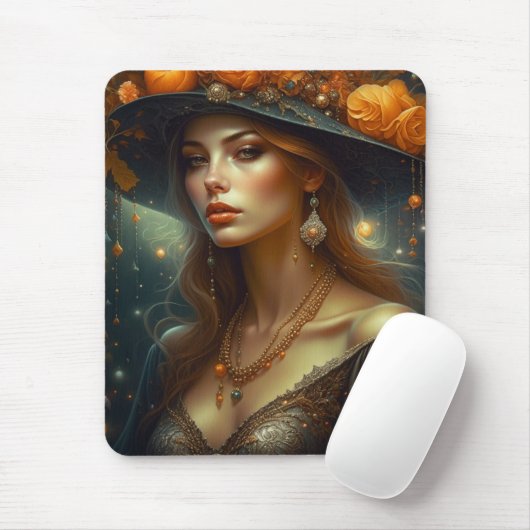 Schöne Frau in Hat Ethereal Kunst Mousepad (Mit Mouse)