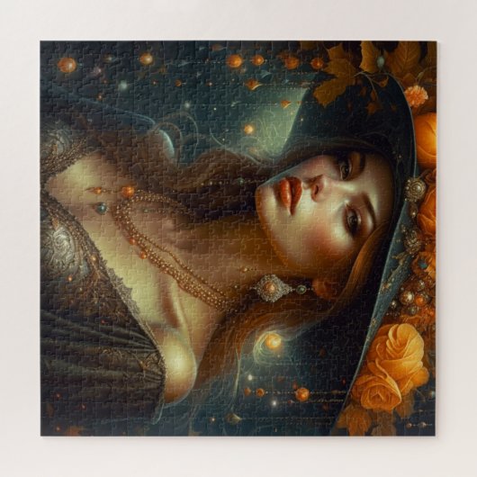 Schöne Frau in Hat Ethereal Kunst Puzzle (Horizontal)