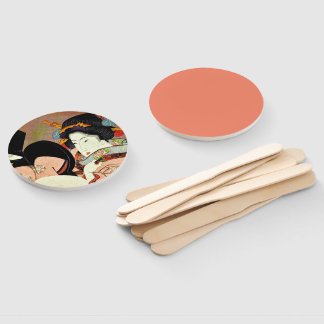 Schöne Frau in Mirror von Utagawa Kunimaru Fächer