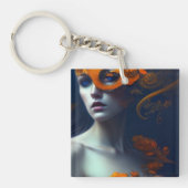 Schöne Frau in Orange AI Generierte Kunst Schlüsselanhänger (Vorderseite)