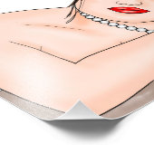 Schöne Frau in Perlen mit blauen Augen Fotodruck (Ecke)