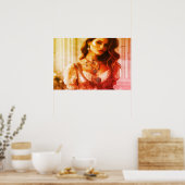 Schöne Frau in polnischem Stil an einer Wand Poster (Küche)