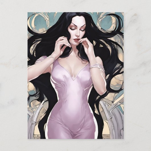 Schöne Frau in Rosa Postkarte (Vorderseite)