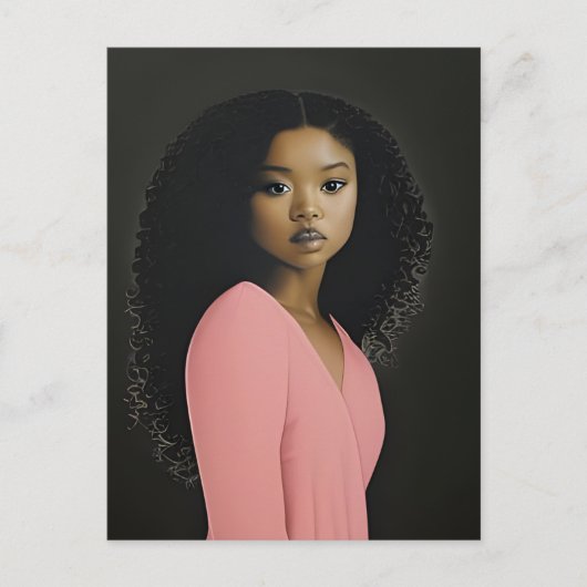 Schöne Frau in Rosa verkleidet Postkarte (Vorderseite)
