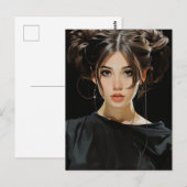 Schöne Frau in Schwarz Postkarte (Vorne/Hinten)