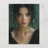 Schöne Frau in Schwarz Postkarte (Vorderseite)