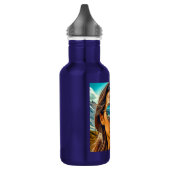 Schöne Frau in Sonnenbrille Reflectoine Edelstahlflasche (Links)