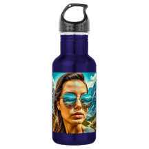 Schöne Frau in Sonnenbrille Reflectoine