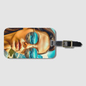 Schöne Frau in Sonnenbrille Reflectoine Gepäckanhänger (Vorderseite (Horizontal))