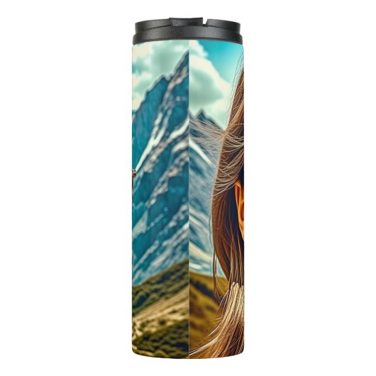 Schöne Frau in Sonnenbrille Reflectoine Thermosbecher (Rückseite)