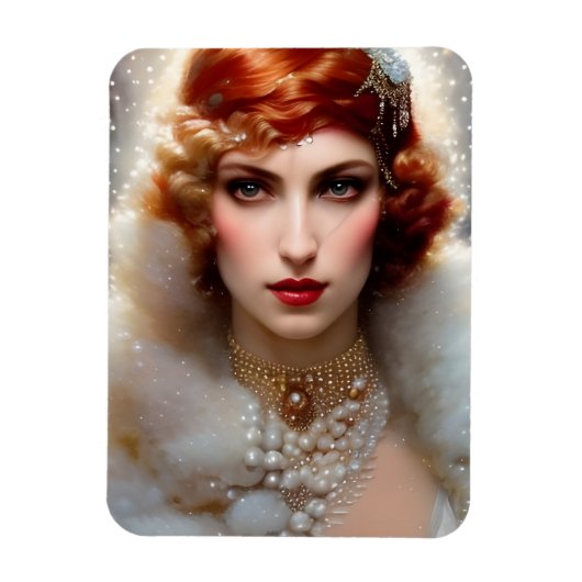 Schöne Frau in Weiß Magnet (Vertikal)